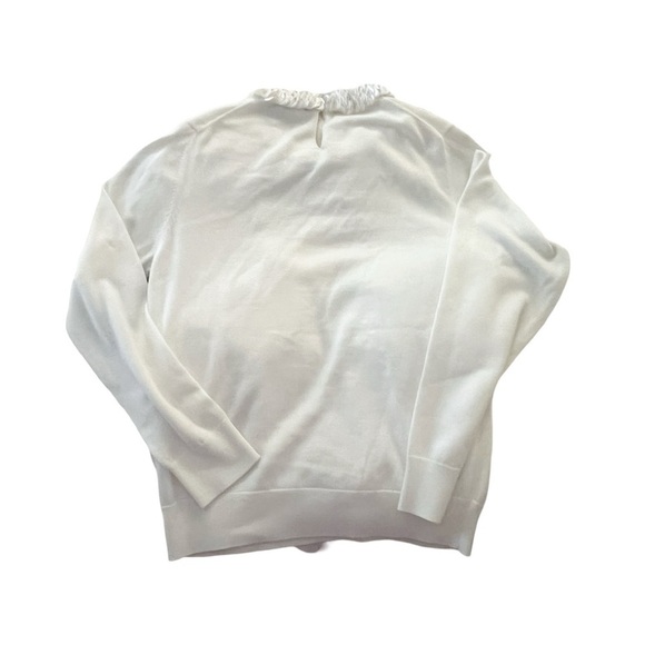 NWT TUCKERNUCK Lina Embellished Wool Blend Crew Neck Pullover Sweater Ivory Sz M - Picture 4 of 6